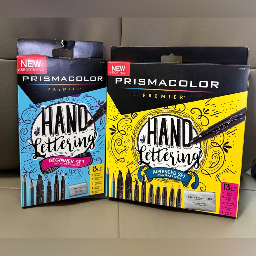 BRAND NEW SEALED PRISMACOLOR LOT OF TWO HAND LETTERING (Beg+Adv Sets)=21 COUNT!